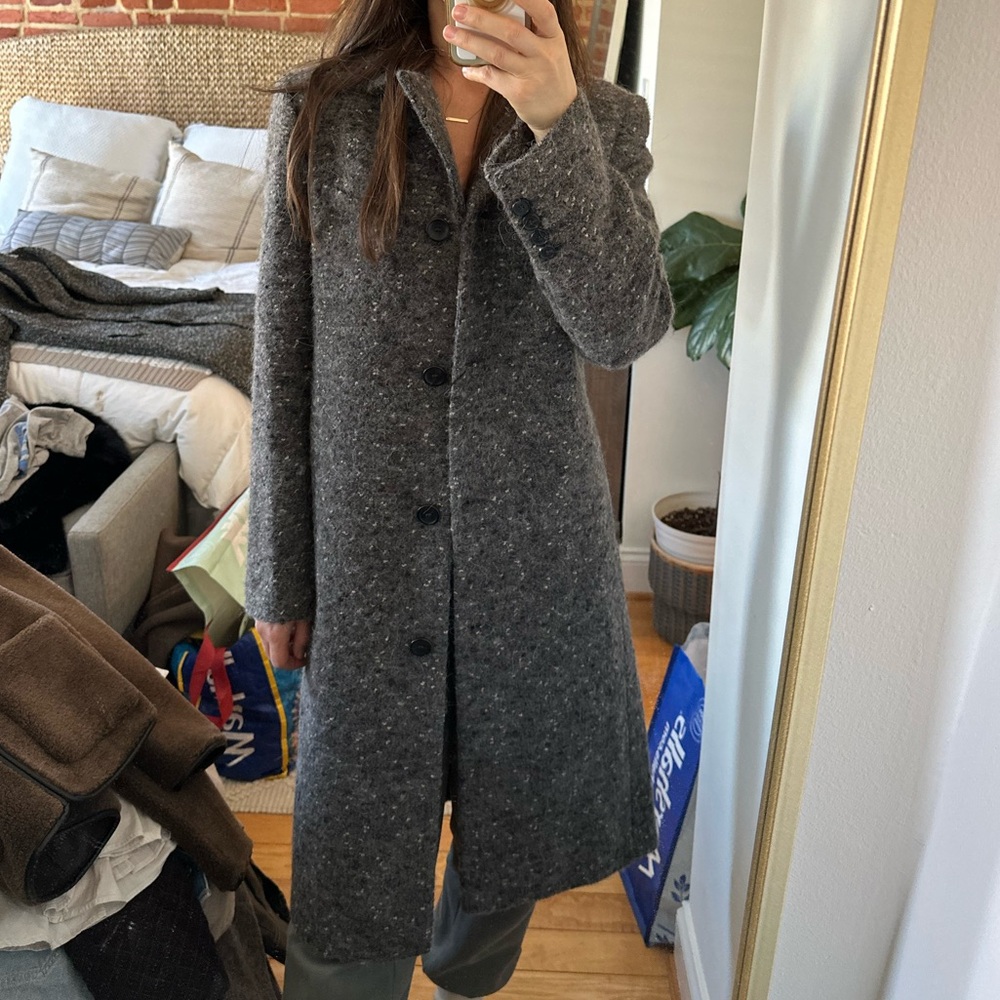 ZARA MANTECO WOOL BLEND BOUCLE COAT ZW COLLECTION 9543/778 XS TAUPE GRAY JACKET